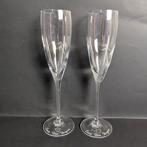 Dom Perignon crystal champagne flutes set of 2 etched logo